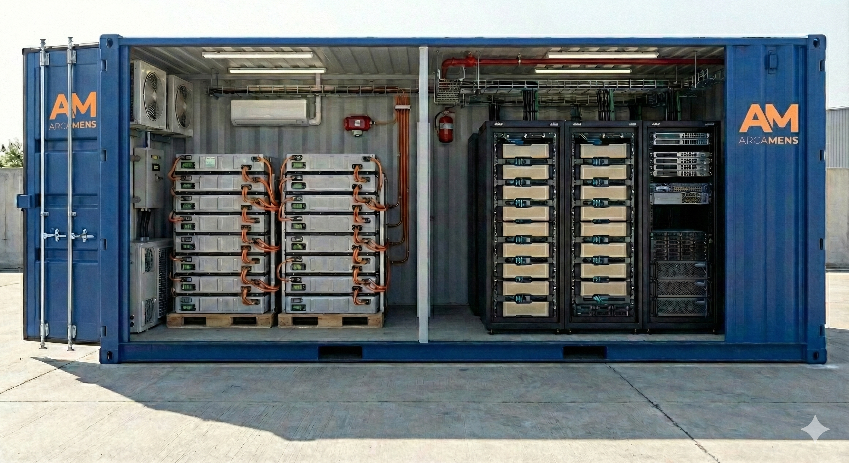 Arcamens Container Interior with Server Racks and Cooling